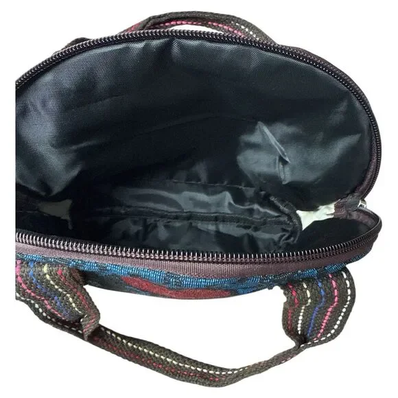 Love Owls Embroidered Tapestry Handbag Crossbody Double-Sided Zip Pockets 7x7 - Picture 3 of 3